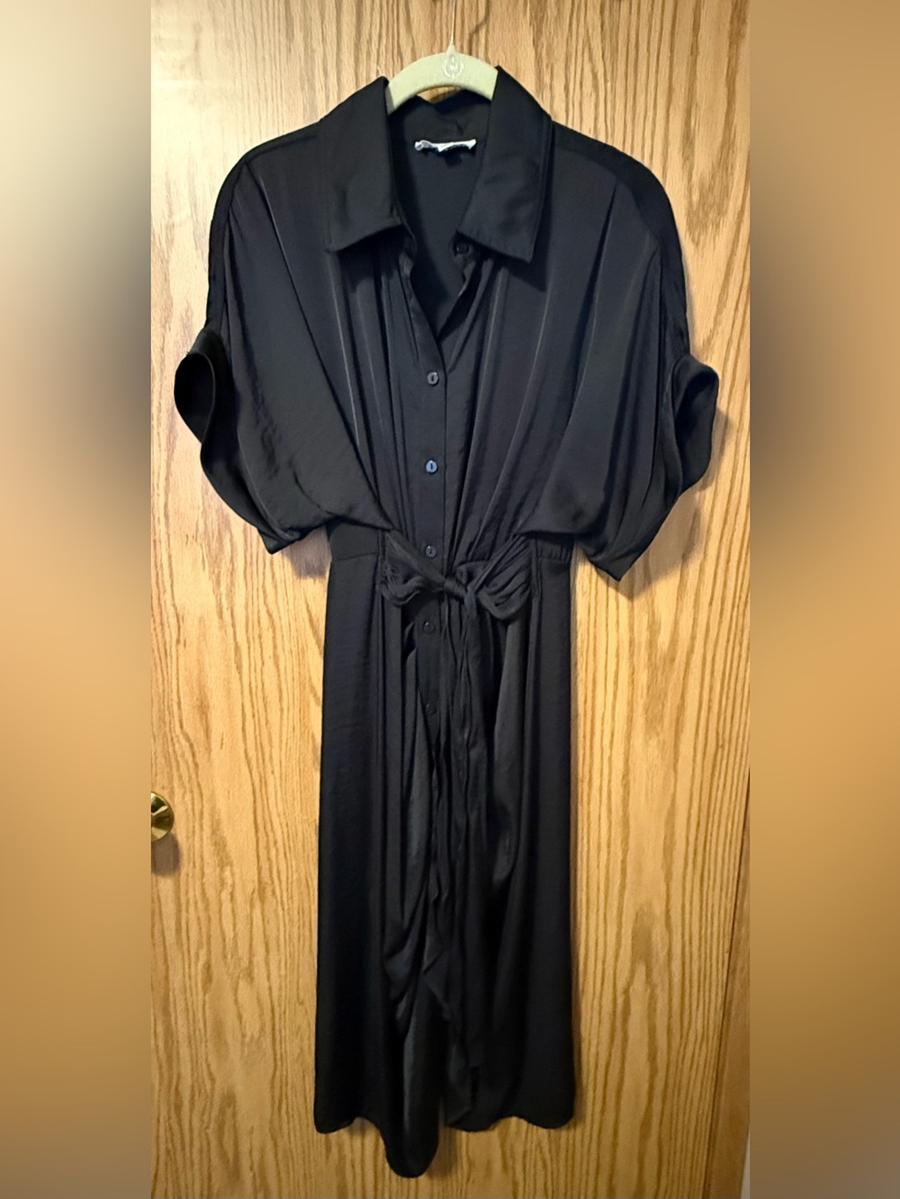 Steve Madden, Alicia Ruched Tie Front Shirtdress Large - Picture 4 of 6